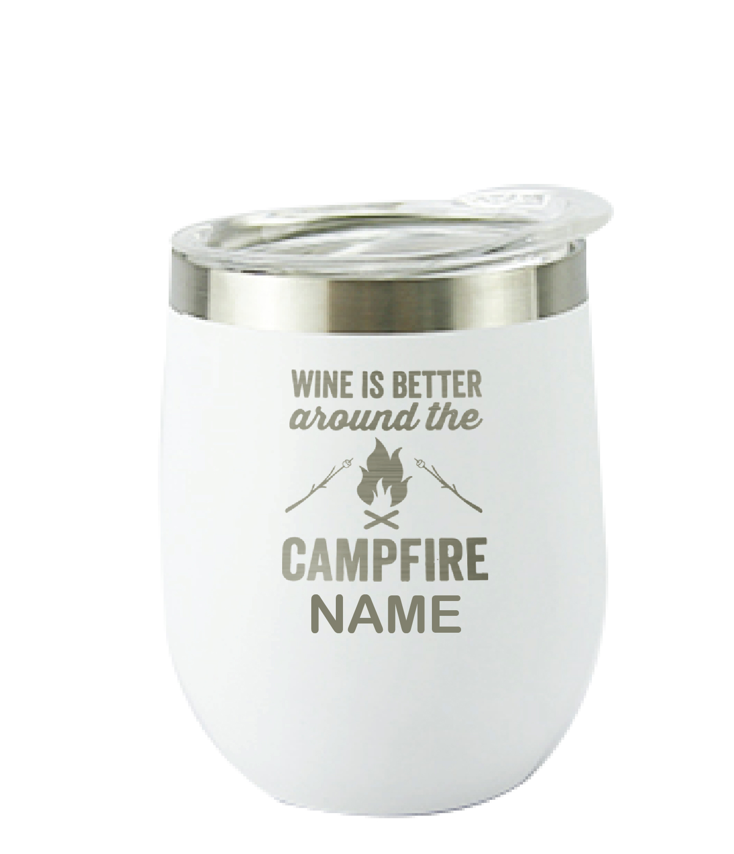 Campfire White Wine Personalised Vacuum Insulated Stainless Steel Tumbler with Lid